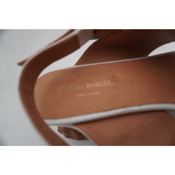 Paloma Barcelò White Sandals Wedges with crisscross traps Woven texture. Size 40 - Picture 7 of 9